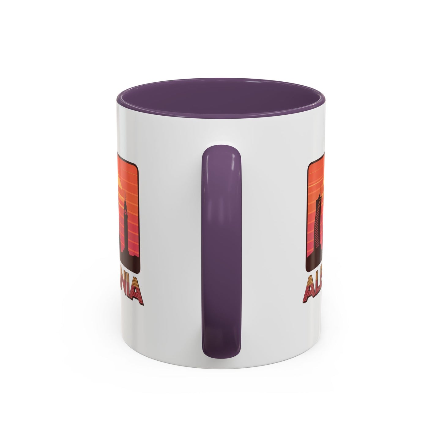 Albania Sunrise Accent Coffee Mug | Retro Travel Mug | Gift for Coffee Lovers | Unique Home Decor | Custom Souvenir for Albania Enthusiasts