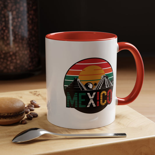 Mexican Heritage Accent Coffee Mug, Colorful Ceramic Cup for Home & Office, Great Gift for Travelers, Coffee Lovers