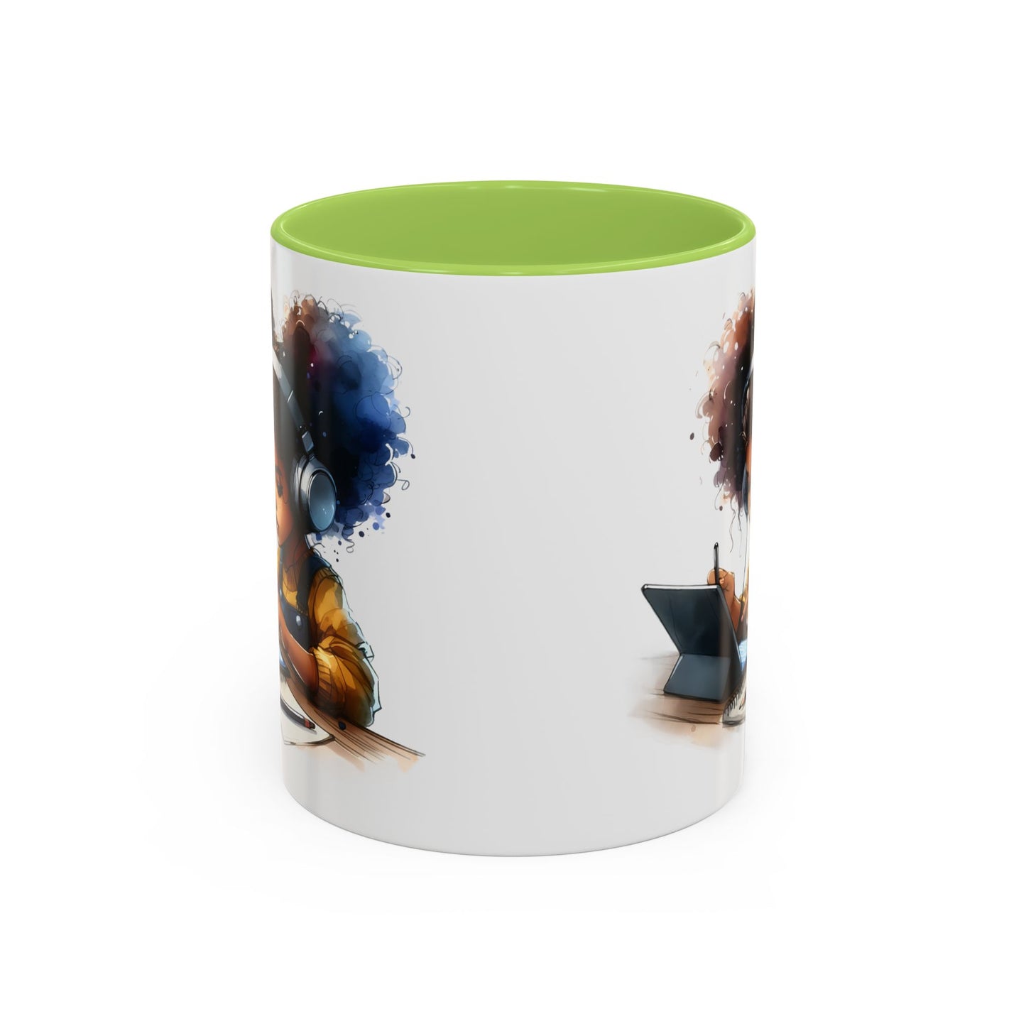 Vibrant Kid's Study Mug, Art Inspired Coffee Cup, Black Handle Tea Mug, Creative Gift for Students, Birthday Present