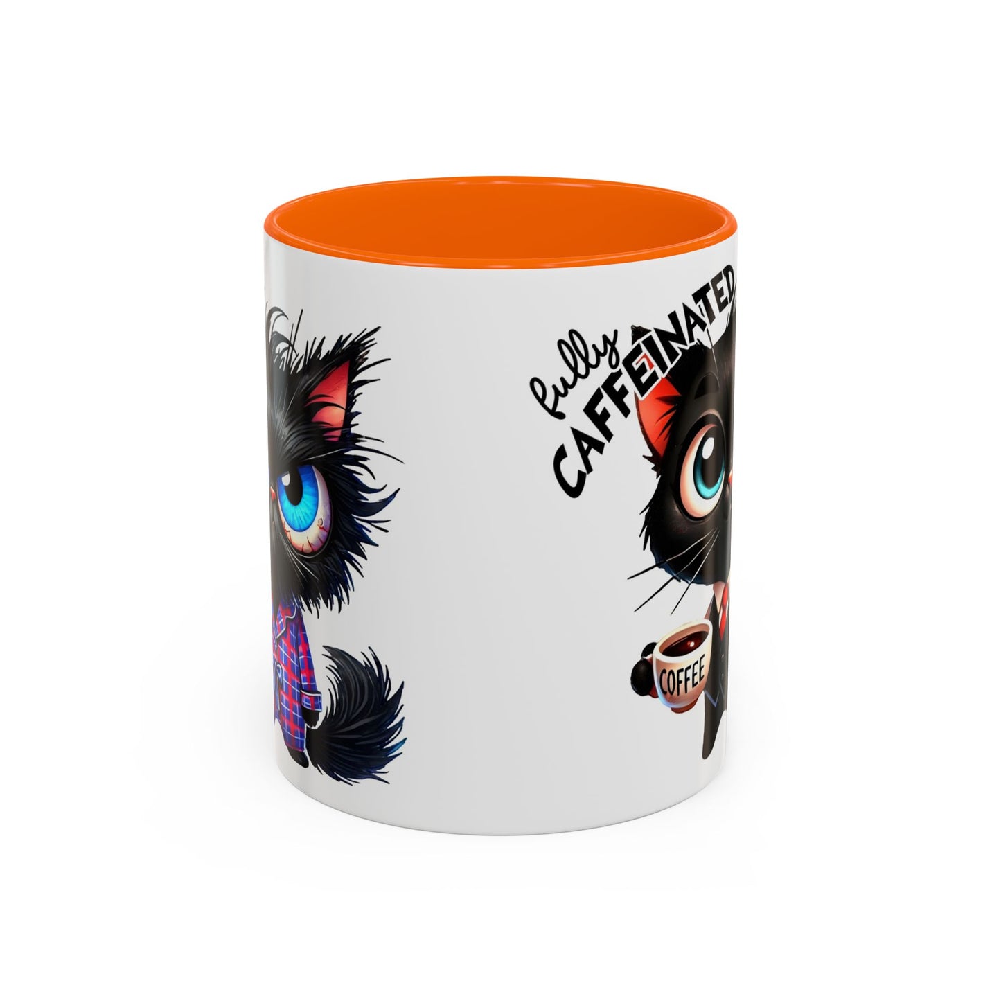 Whimsical Cat-Themed Coffee Mug, Fully Caffeinated, Gift for Cat Lovers, Fun Kitchen Decor, Birthday Gift, Unique Coffee Lover Mug