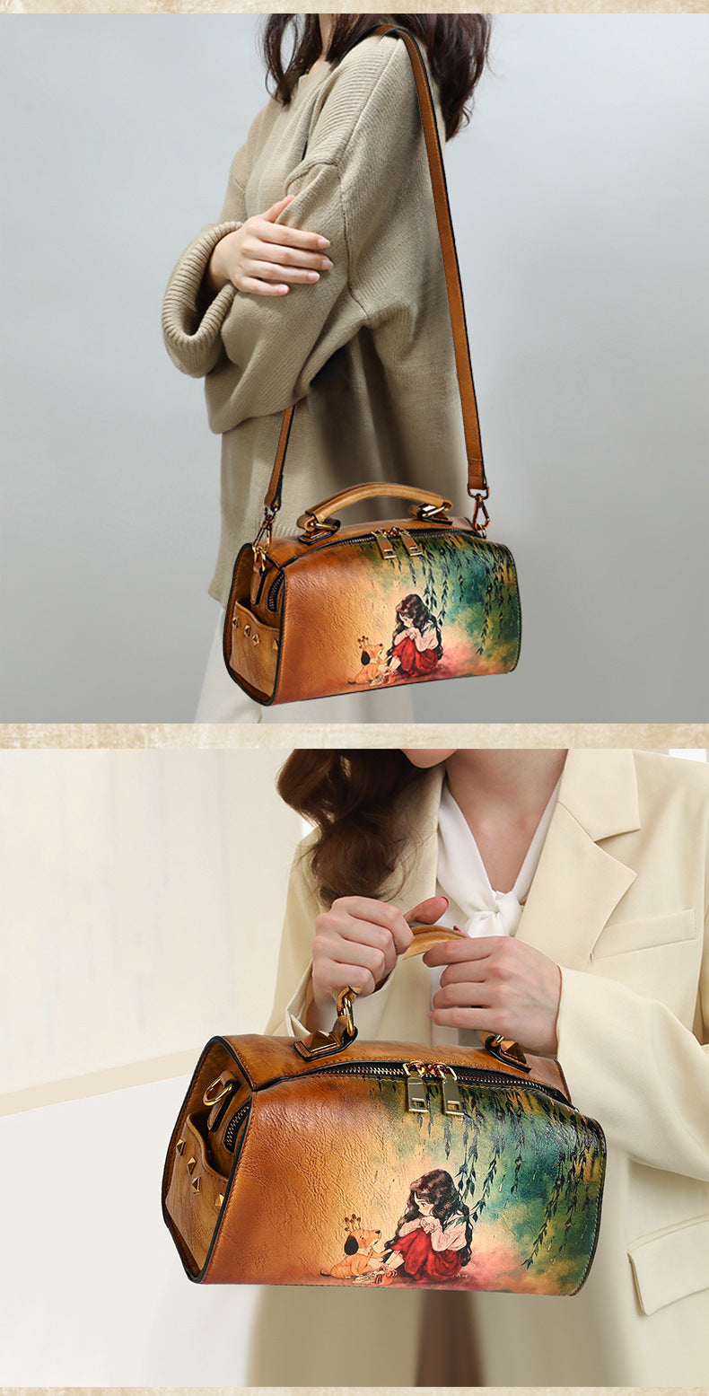 Handdrawn Gradient Women's Handheld Multifunctional Single Shoulder Diagonal Span Large Capacity JFA UNIjuntos Entreprise