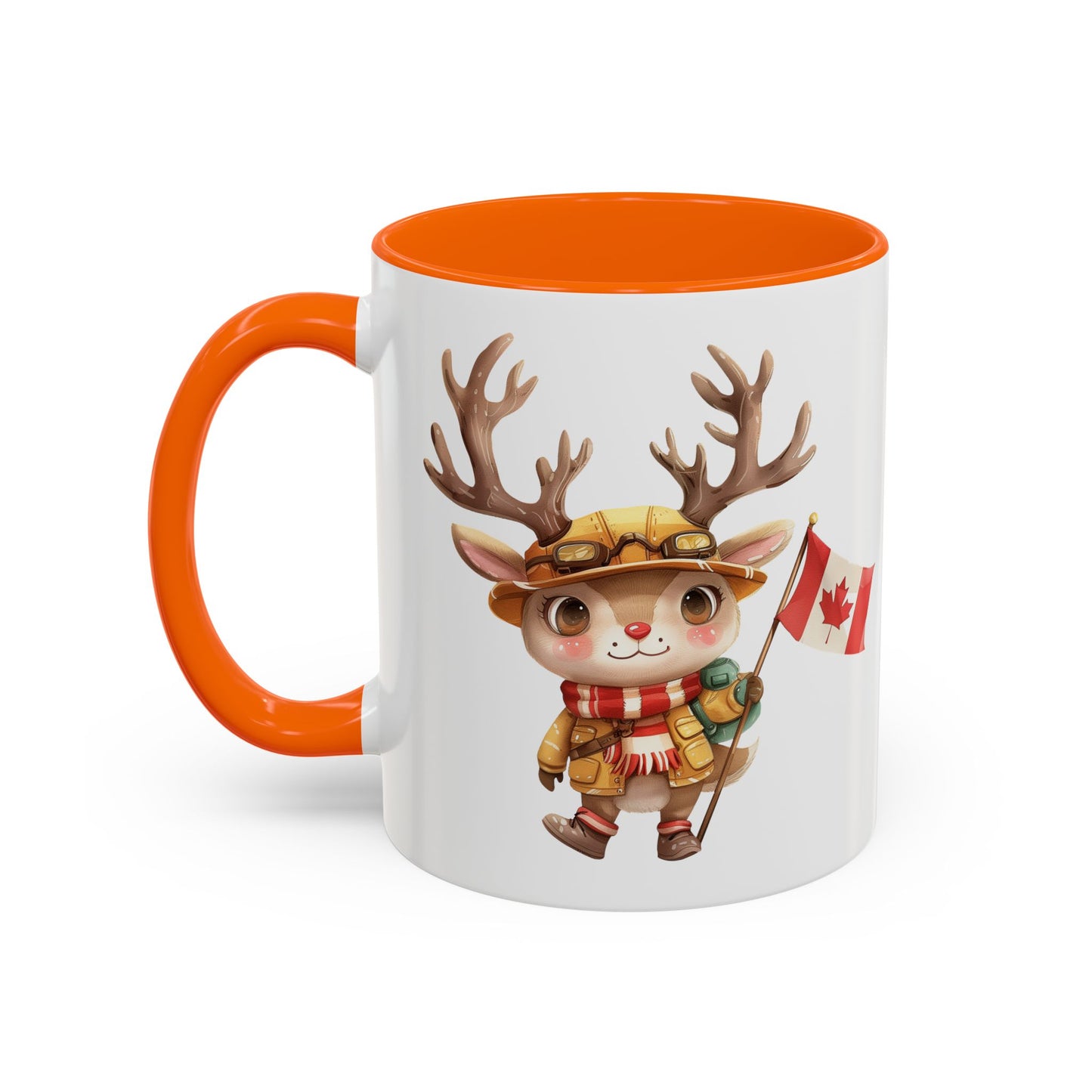 Cute Canadian Reindeer Mug, Accent Coffee Cup for Animal Lovers, Holiday Gift, Cute Kitchen Decor, Seasonal Drinkware