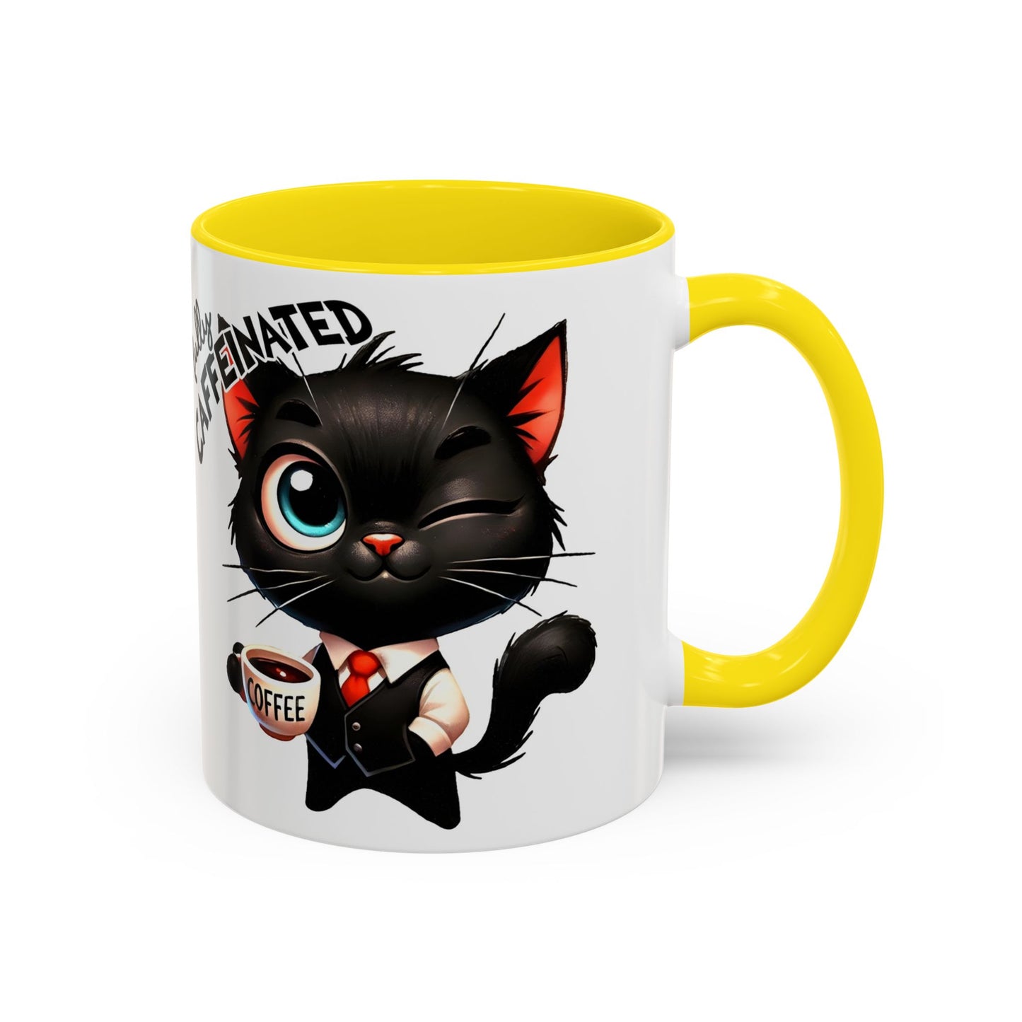 Whimsical Cat-Themed Coffee Mug, Fully Caffeinated, Gift for Cat Lovers, Fun Kitchen Decor, Birthday Gift, Unique Coffee Lover Mug