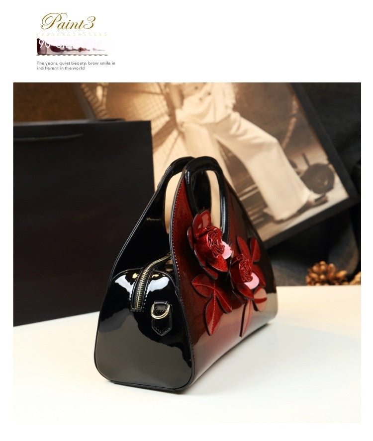 Personalized Flower Dumpling Niche Handbag Versatile Patent Leather Messenger Bag