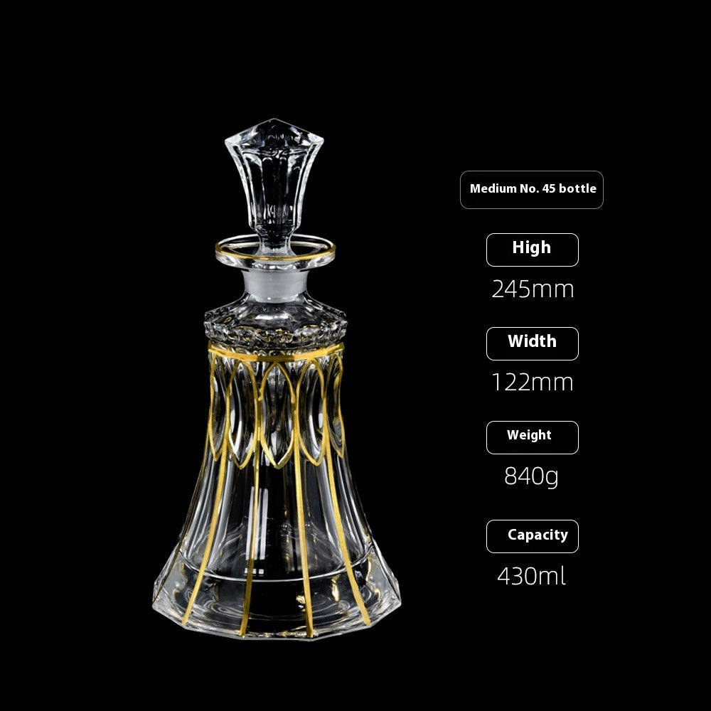 Gold Drawing Line Foreign Wine Bottle Crystal Glass Creative Whiskey Bottle