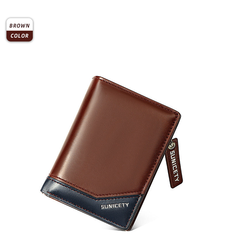 PU Leather Multifunctional Zipper Short Men's Wallet JFA UNIjuntos Entreprise