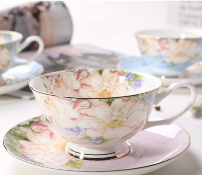 European Gold Foil Bone Porcelain Coffee Set Suit