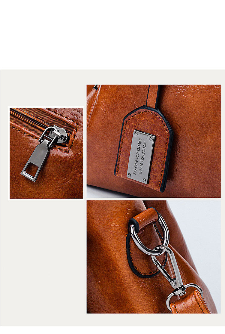 European And American Boston Soft Leather Tote Bag