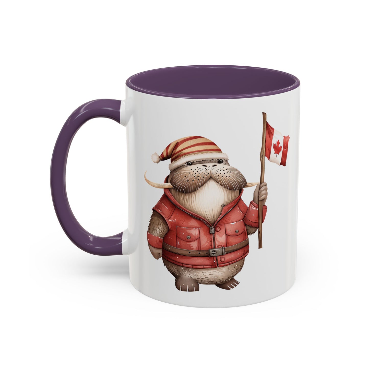 Canadian Holiday Accent Coffee Mug - Adorable Walrus with Flag, Gift for Canada Day, Cute Decor, Coffee Lover, Kitchen Accessory