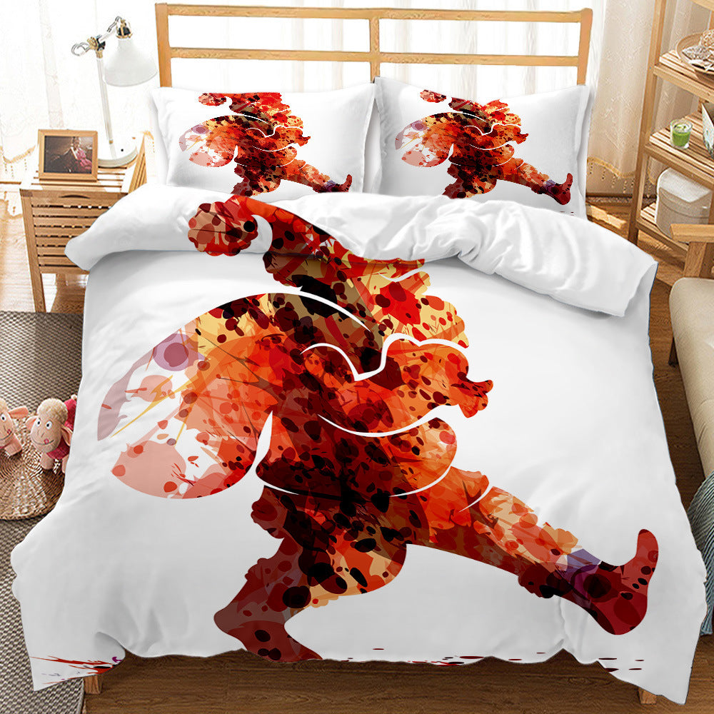 Red Christmas 3D Digital Print Ground Bedding Three-piece Set