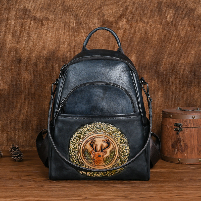 Large Capacity Backpack With Personalized Deer Head Design