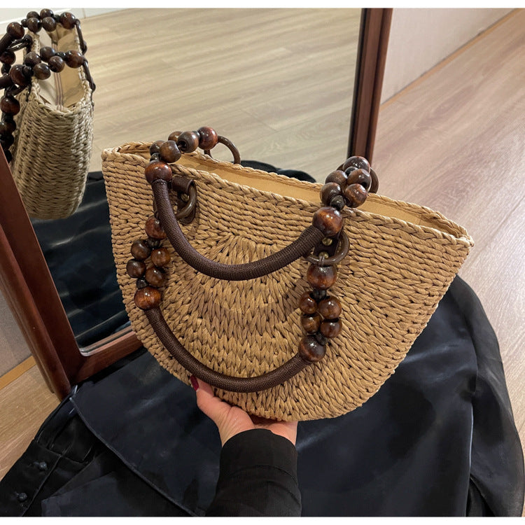 Plaited Women's Bag Beach Holiday Handbag Large Capacity Casual Semicircle JFA UNIjuntos Entreprise