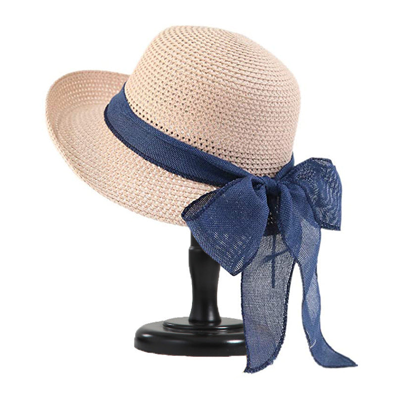 Fashion Bow Knot Beach Sun Hat Women's Foldable Basin Hat