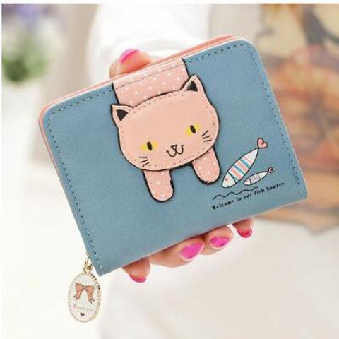 Short Cute Zipper Cartoon Cat Printing Student Coin Purse Store Hive UNIjuntos