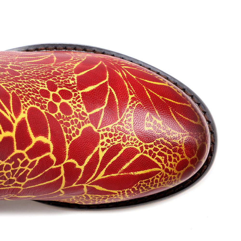 Large Size Retro Heavy Industry Printed Boots For Women