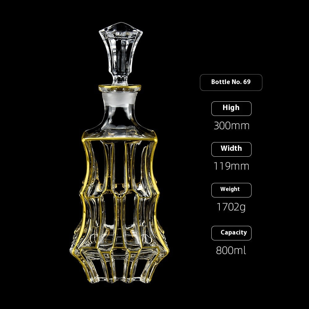 Gold Drawing Line Foreign Wine Bottle Crystal Glass Creative Whiskey Bottle