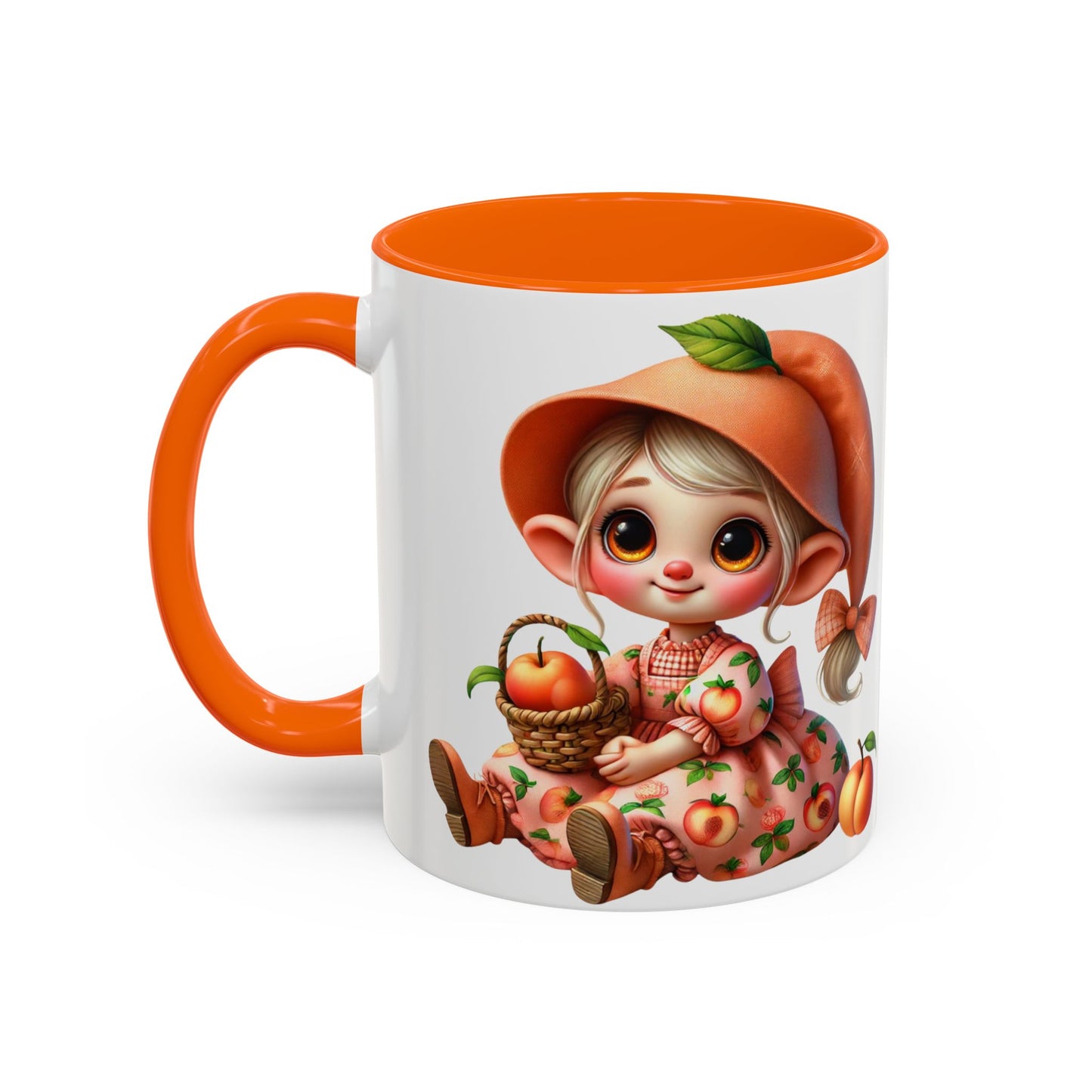 Cute Peach Character Accent Coffee Mug - 11 & 15oz