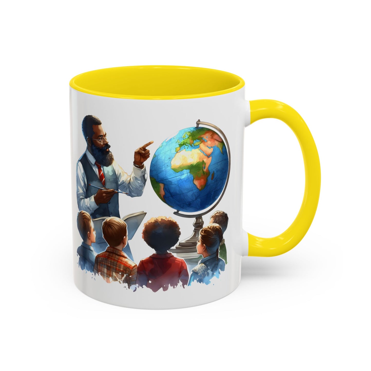 World Teacher Accent Coffee Mug - Inspiring Gift for Educators, Classroom Decor, Study Sessions, Teacher Appreciation, Travel Enthusiasts