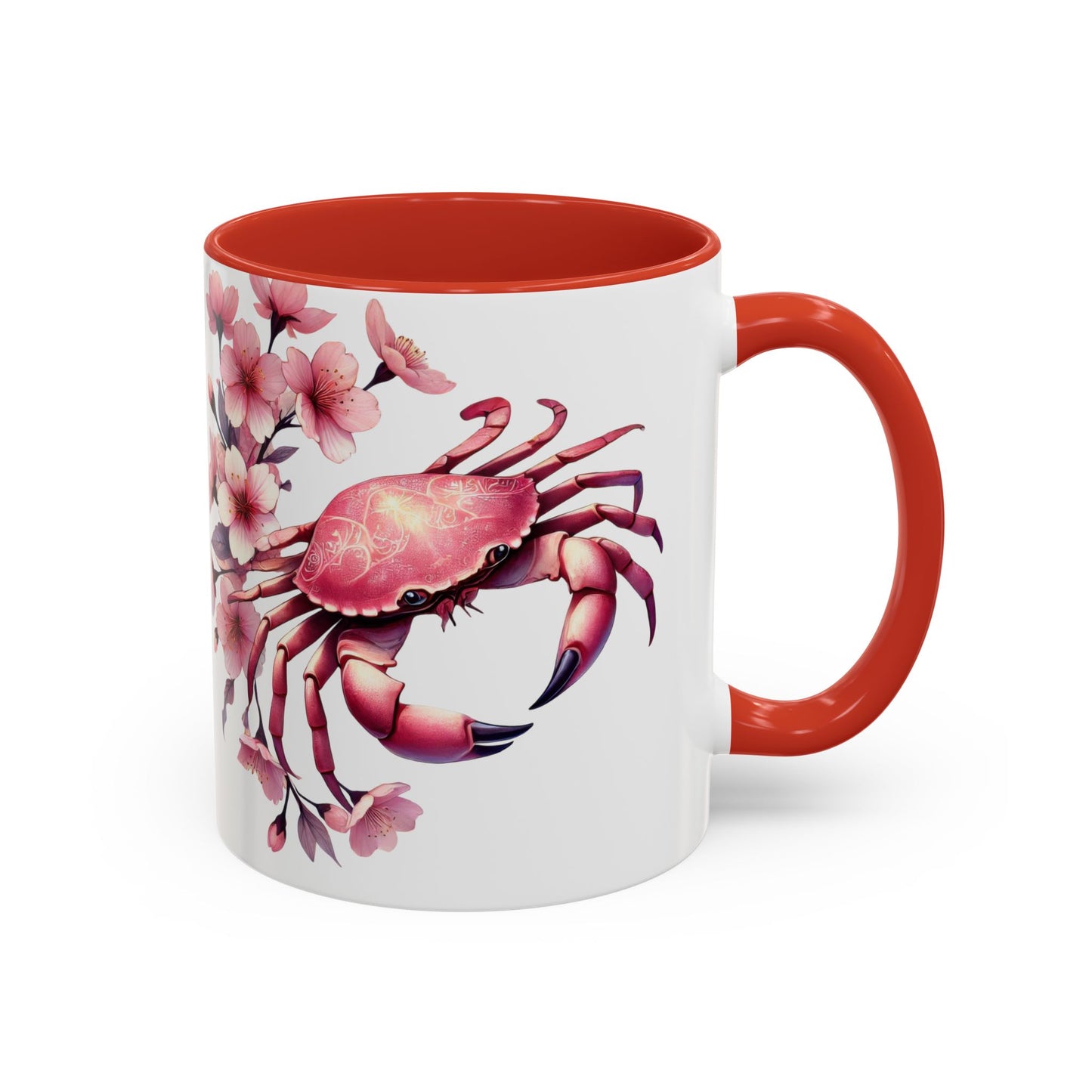 Artistic Crab & Cherry Blossom Mug - 11 & 15oz Accent Coffee Cup