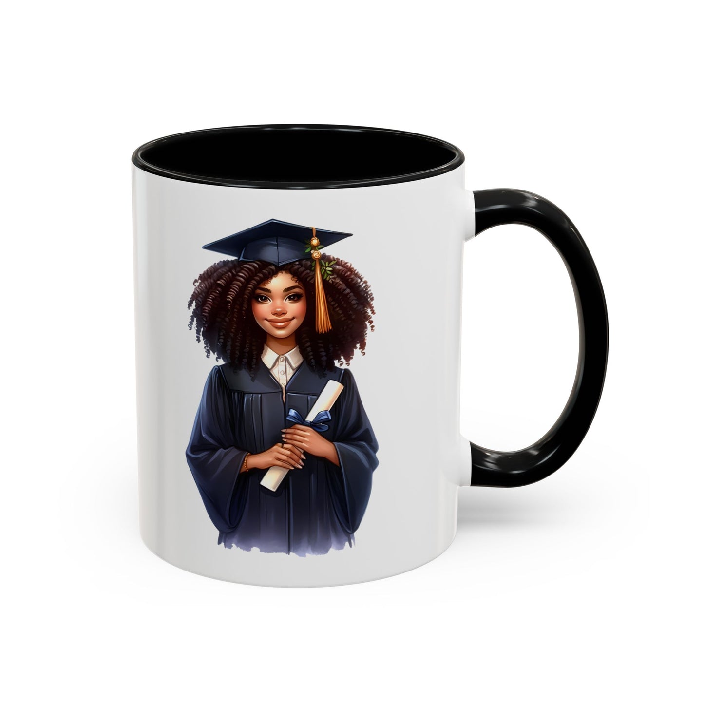 Graduation Celebration Coffee Mug, Inspirational Gift for Graduates, Black Accent Mug, Office Desk Cup, Graduation Keepsake