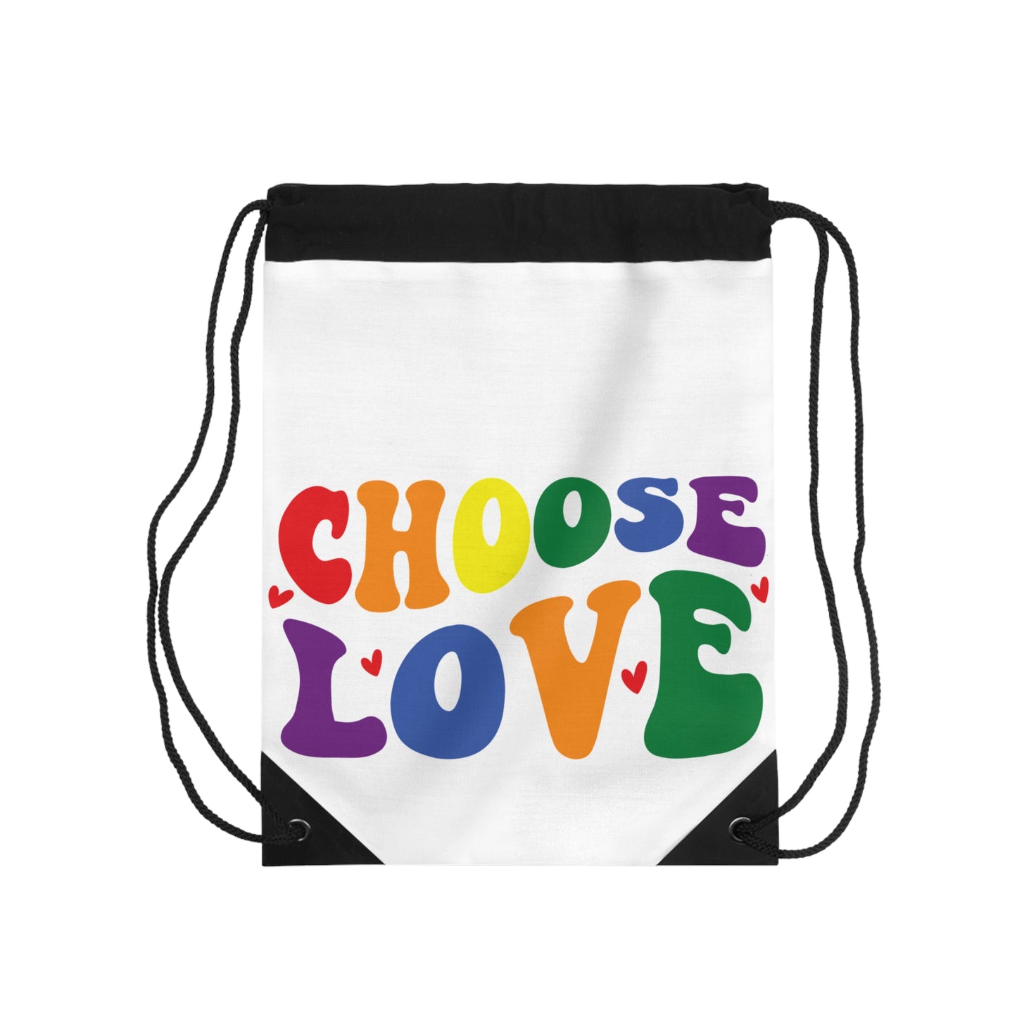 Colorful Choose Love Drawstring Bag, Inspirational Gym Tote Bag, Travel Backpack, Gift for Friends, Pride Accessories