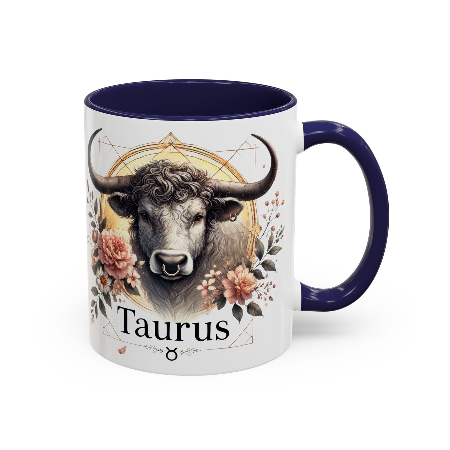 Taurus Floral Accent Coffee Mug | Astrology Gift for Taurus Fans | Office, Birthday, Zodiac Decor, Personalized Mug, Home & Kitchen
