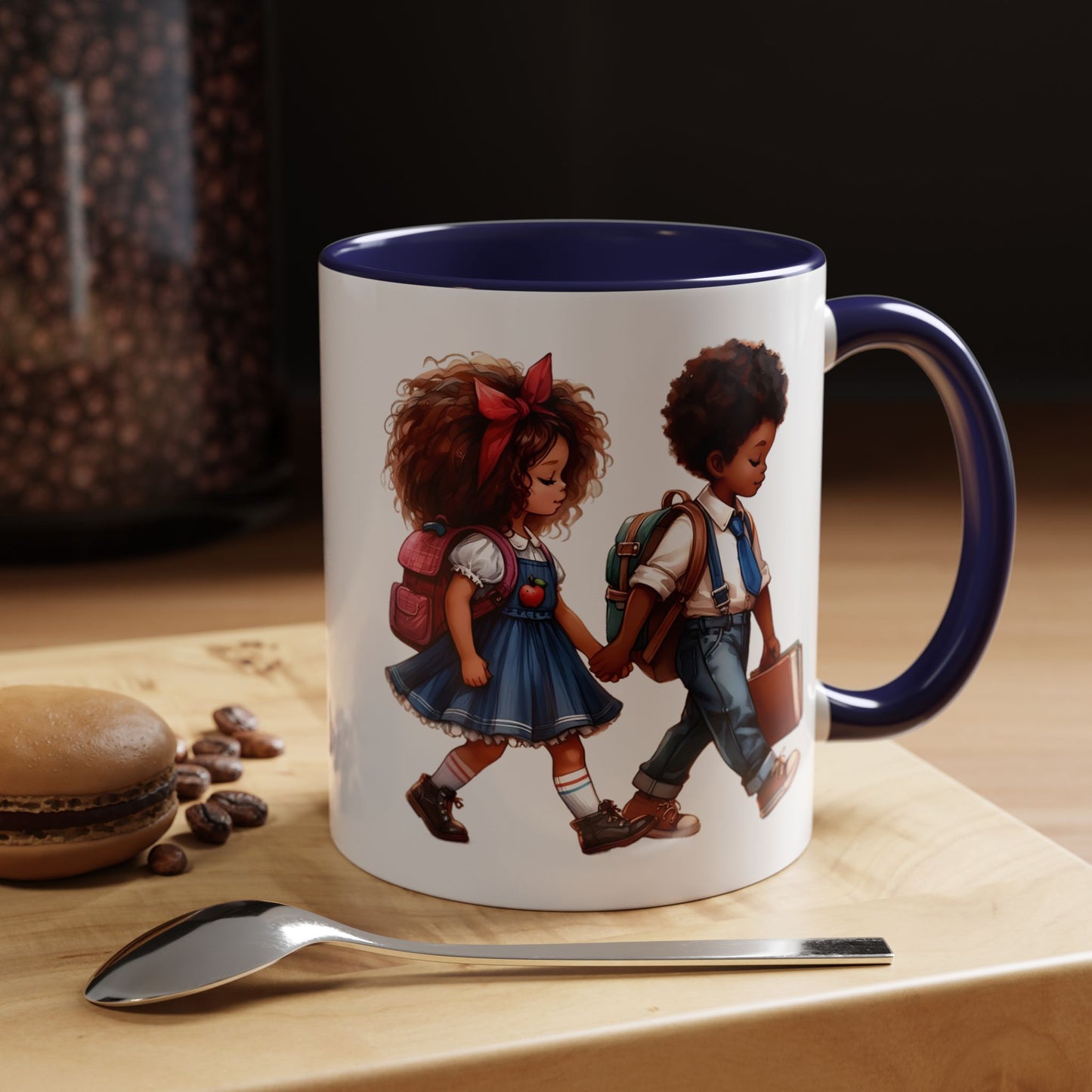 Cute Kids Walking Accent Coffee Mug | Back to School, Teacher Gift, Children's Art, Personalized Tea Cup, Unique Gift Idea