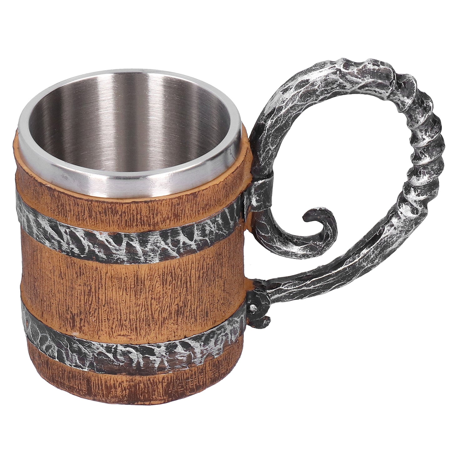 Resin Drinking Mug Oak Barrel Personalized Viking Vintage Stainless Steel HandMade Cup