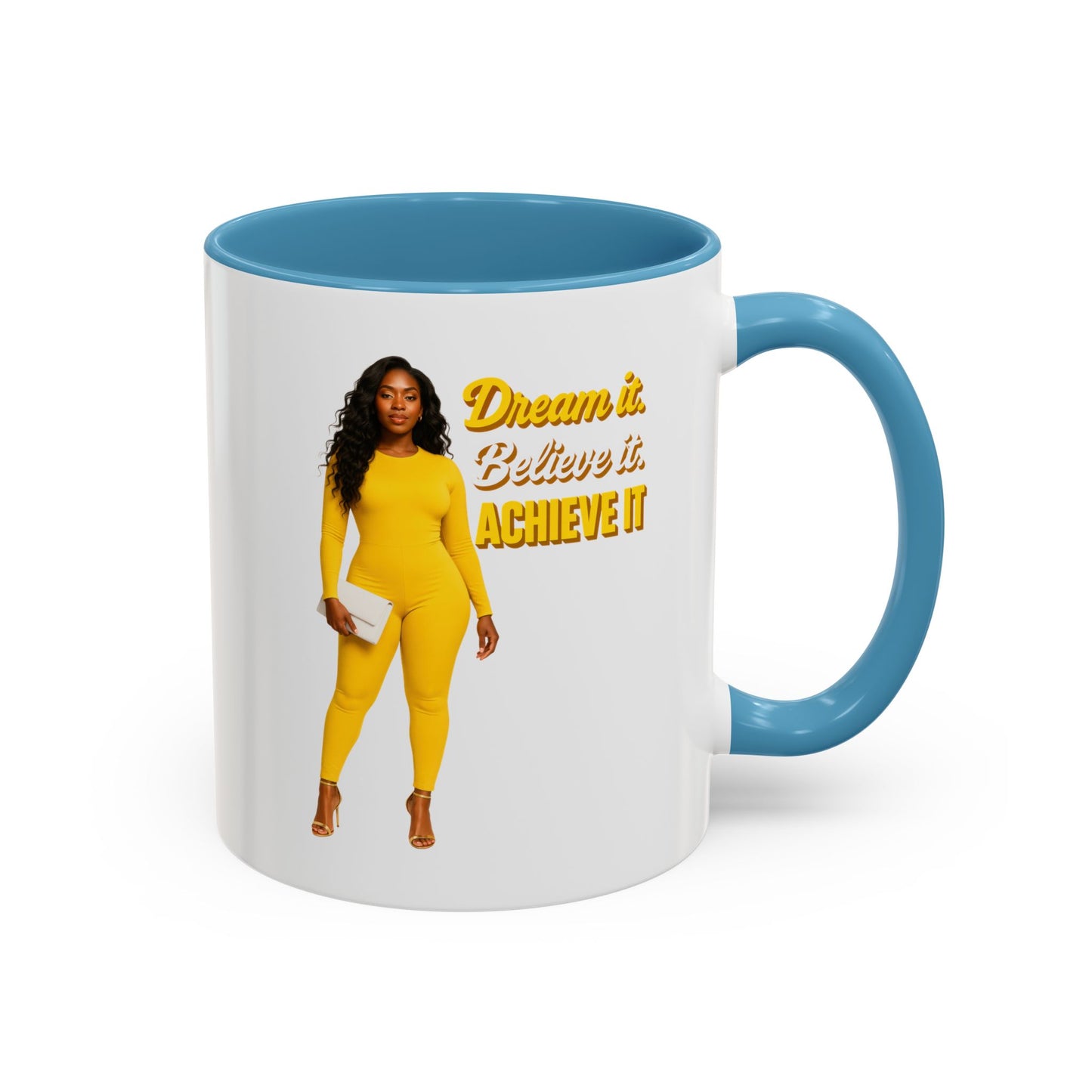 Inspiring Accent Coffee Mug - Dream It, Believe It, Achieve It, Motivational Gift, Coffee Lovers, Home Office Decor