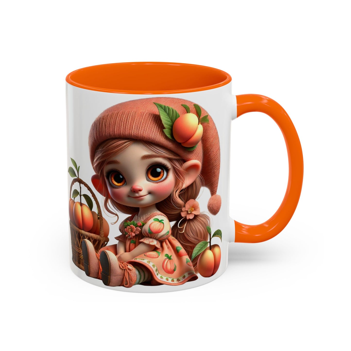 Cute Peach Character Accent Coffee Mug - Ideal for Cozy Mornings