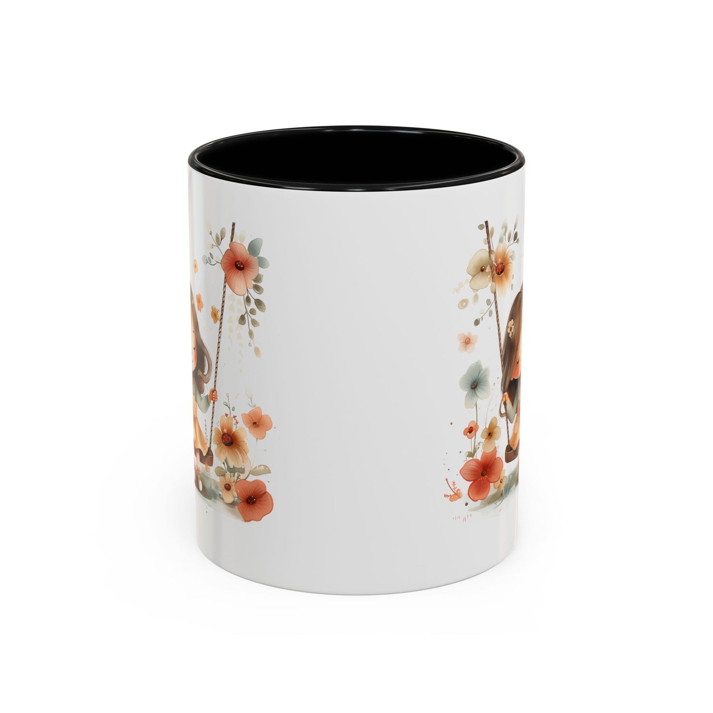 Floral Swing Coffee Mug - Whimsical Flower Design, Cute Gift for Tea Lovers, Boho Kitchen Decor, Birthday, Mother's Day