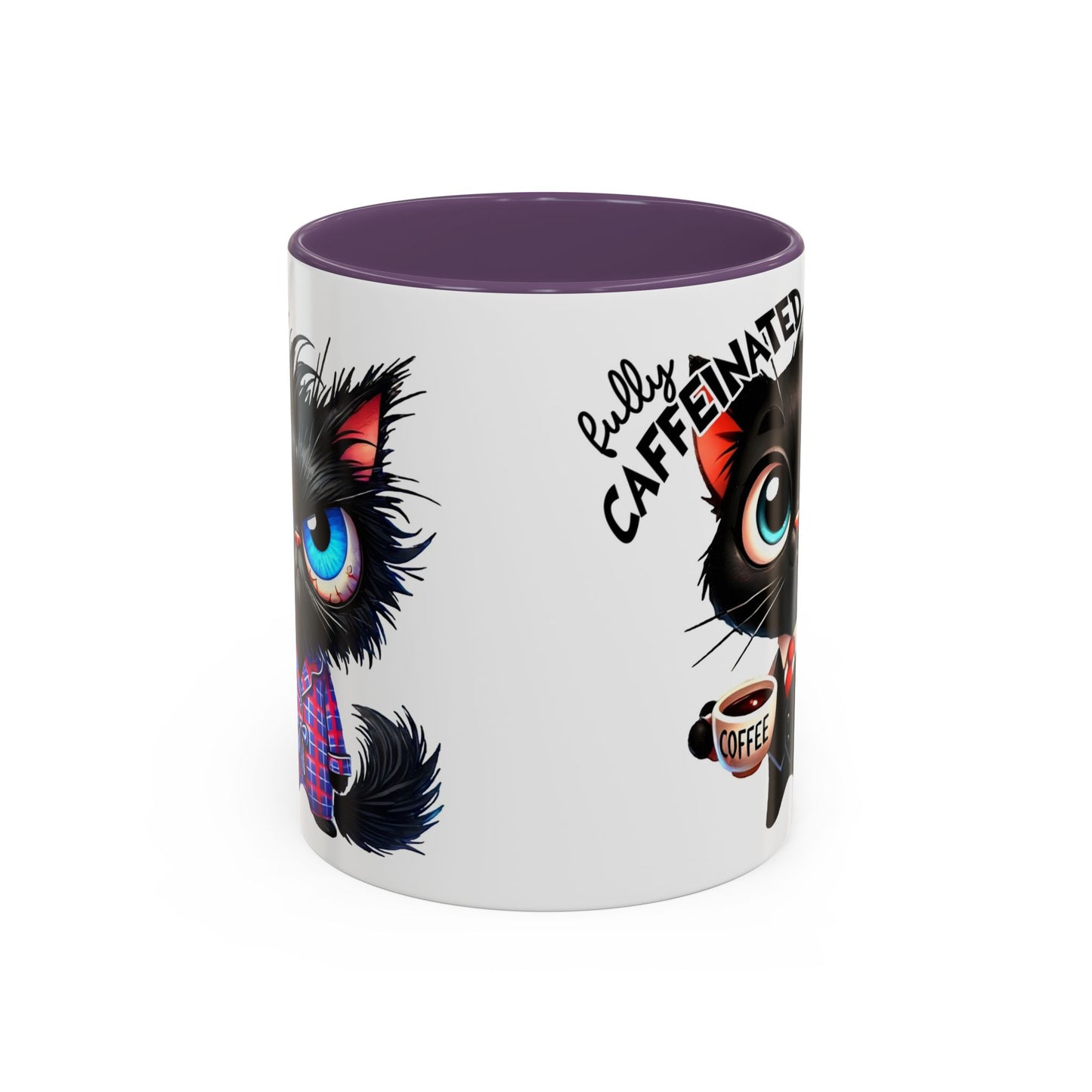 Whimsical Cat-Themed Coffee Mug, Fully Caffeinated, Gift for Cat Lovers, Fun Kitchen Decor, Birthday Gift, Unique Coffee Lover Mug