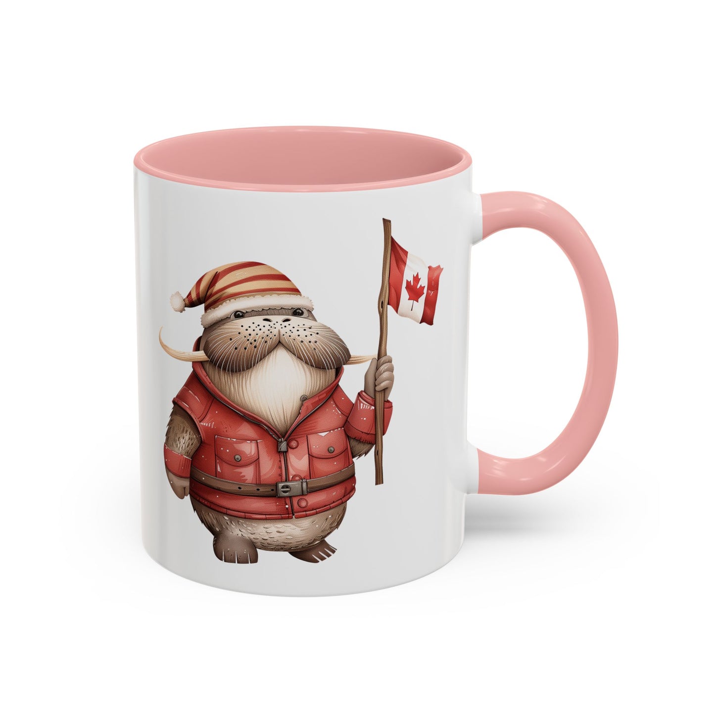 Canadian Holiday Accent Coffee Mug - Adorable Walrus with Flag, Gift for Canada Day, Cute Decor, Coffee Lover, Kitchen Accessory