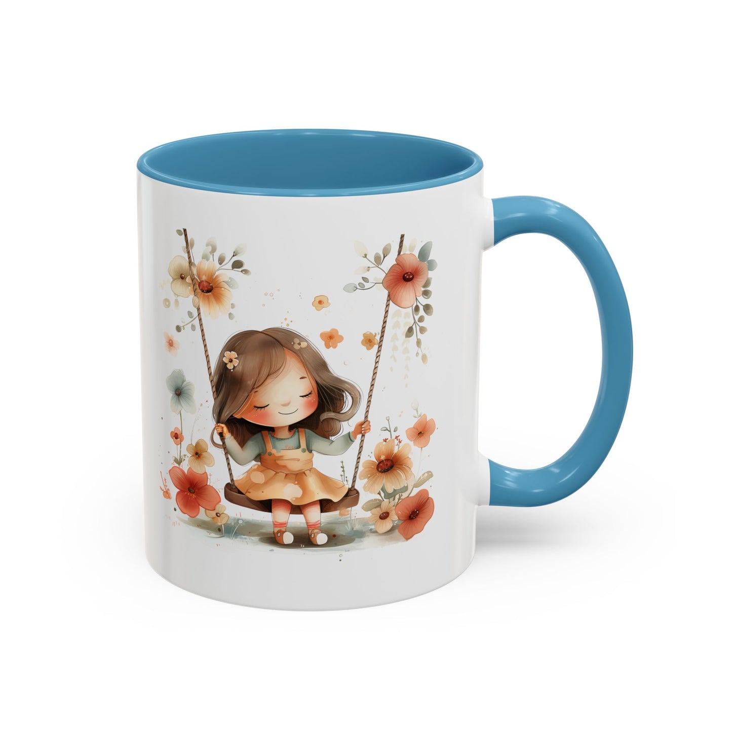 Floral Swing Coffee Mug - Whimsical Flower Design, Cute Gift for Tea Lovers, Boho Kitchen Decor, Birthday, Mother's Day