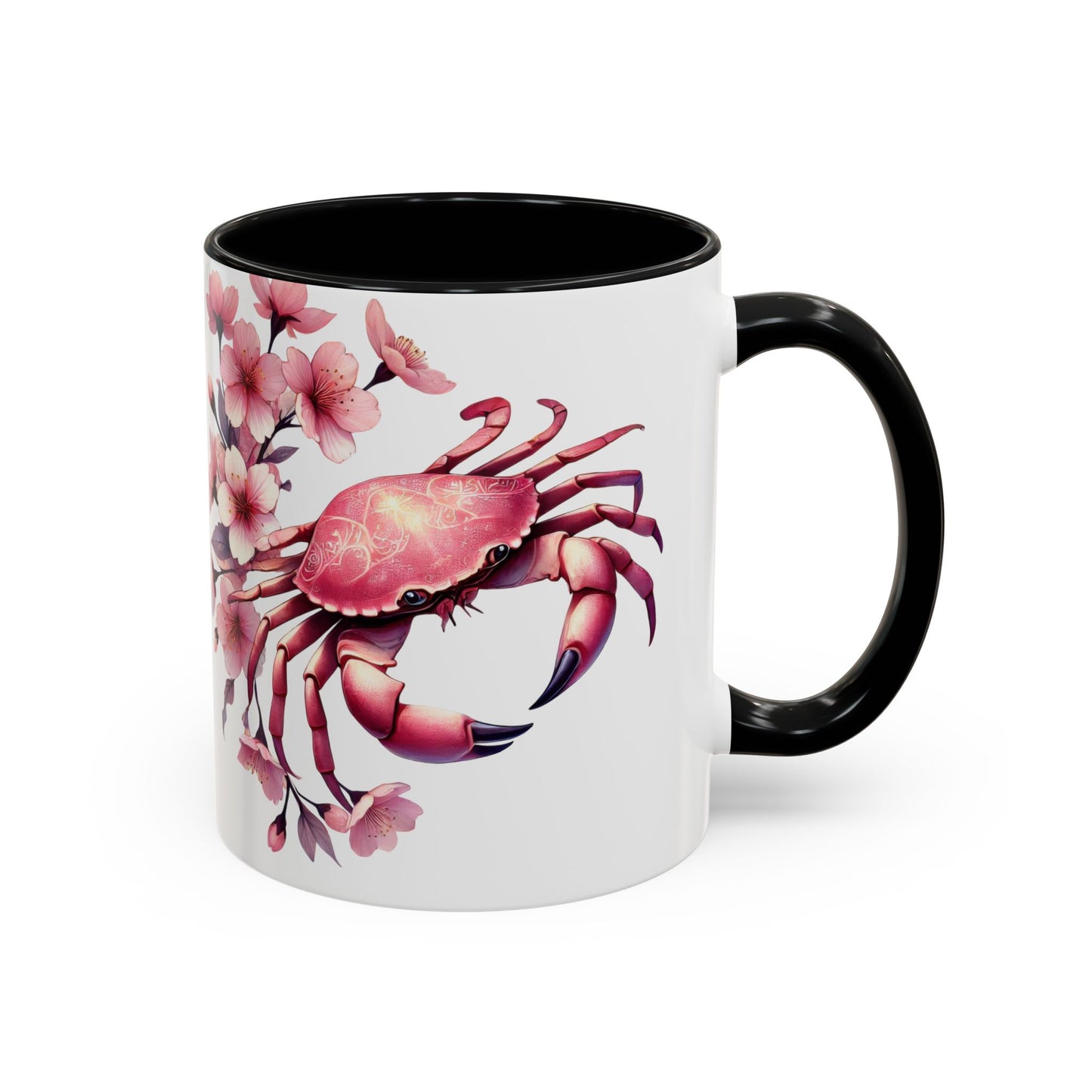 Artistic Crab & Cherry Blossom Mug - 11 & 15oz Accent Coffee Cup