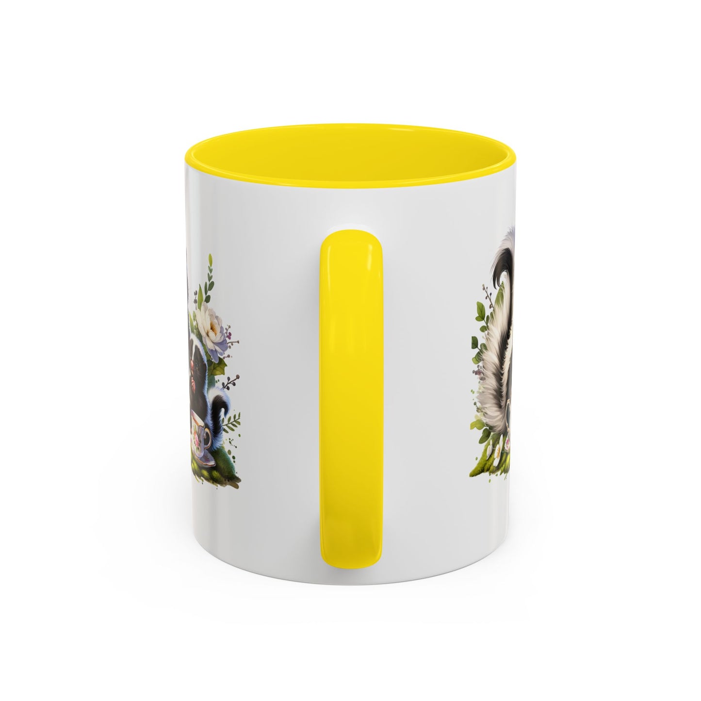 Whimsical Skunk Accent Coffee Mug - Cute Animal Art, Gift for Nature Lovers, Floral Design, Tea and Coffee Enthusiasts, Home Decor