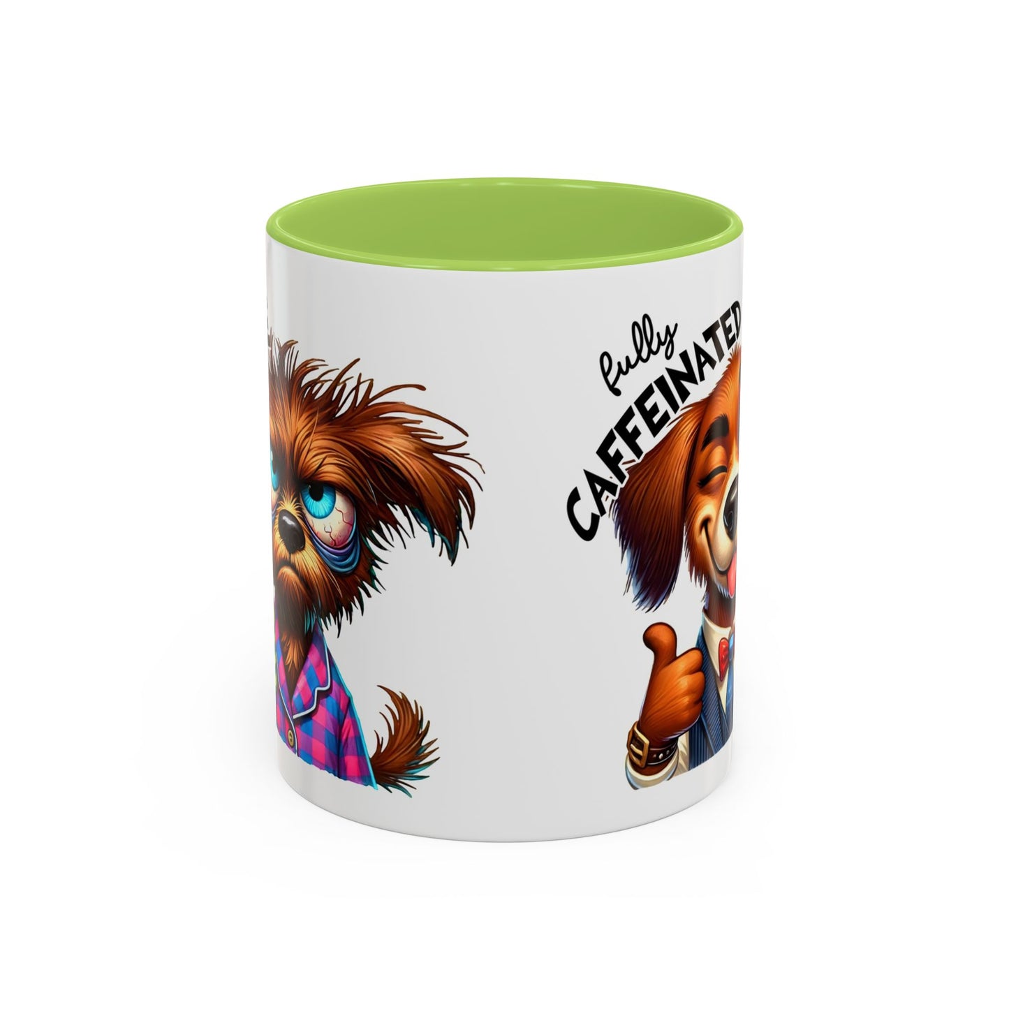 Caffeinated Dog Mug, Funny Pet Lover Coffee Cup, Gift for Dog Owners, Cute Animal Drinkware, Whimsical Home Decor