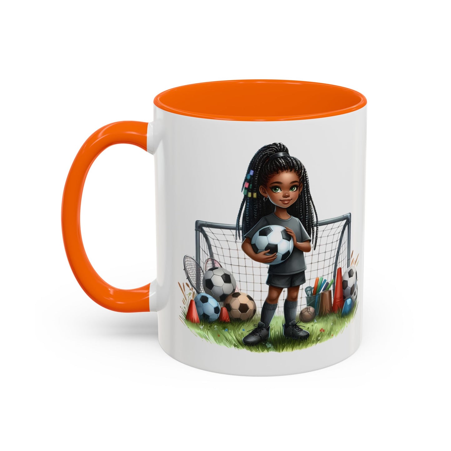 Soccer-Themed Accent Coffee Mug, Personalized Sports Fan Gift, Perfect for Coaches, Players, Kids, and Birthdays