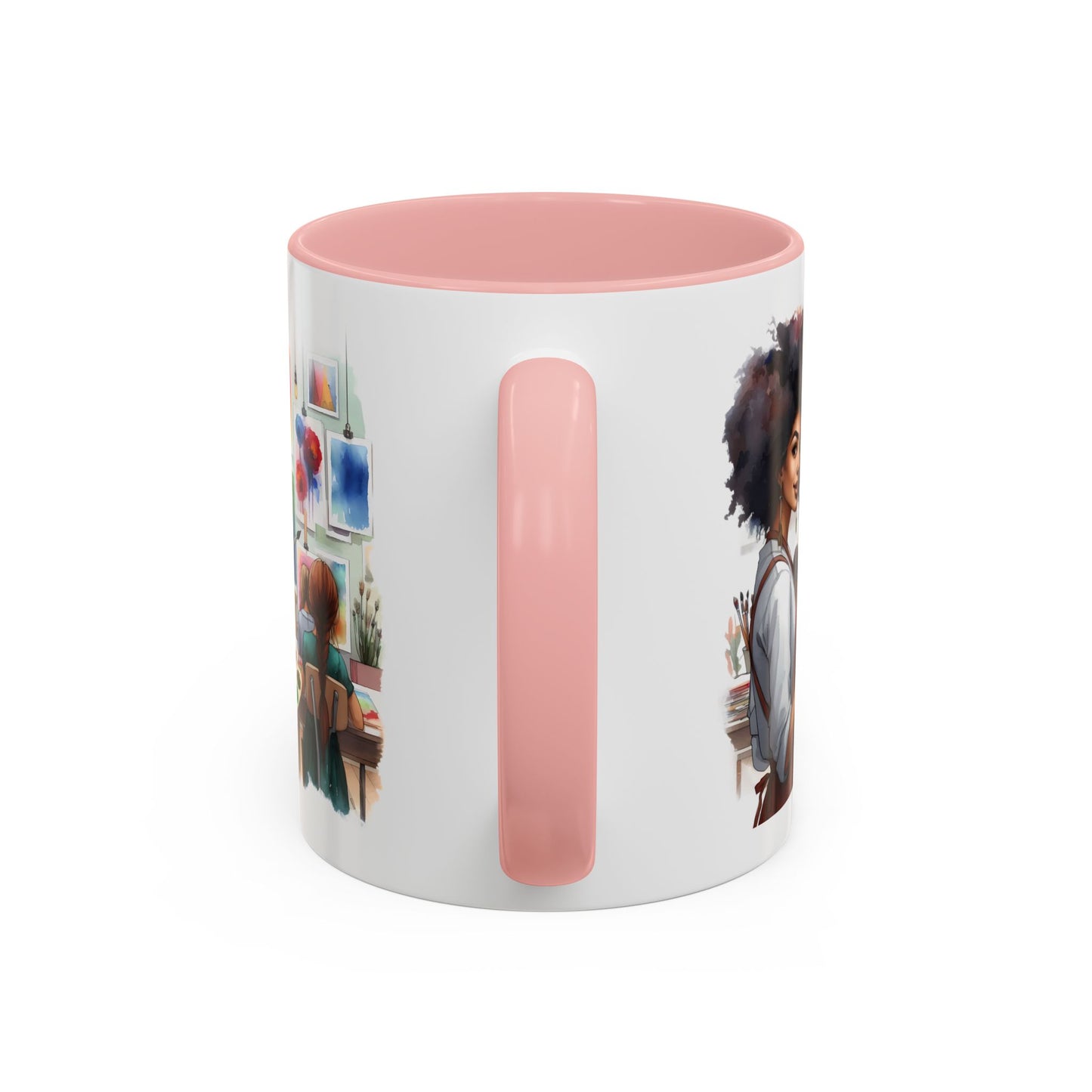 Artistic Creative Coffee Mug for Artists, Unique Mug Gift, Black Handle Ceramic Cup, Inspirational Art Lover Drinkware, Paint Palette Design