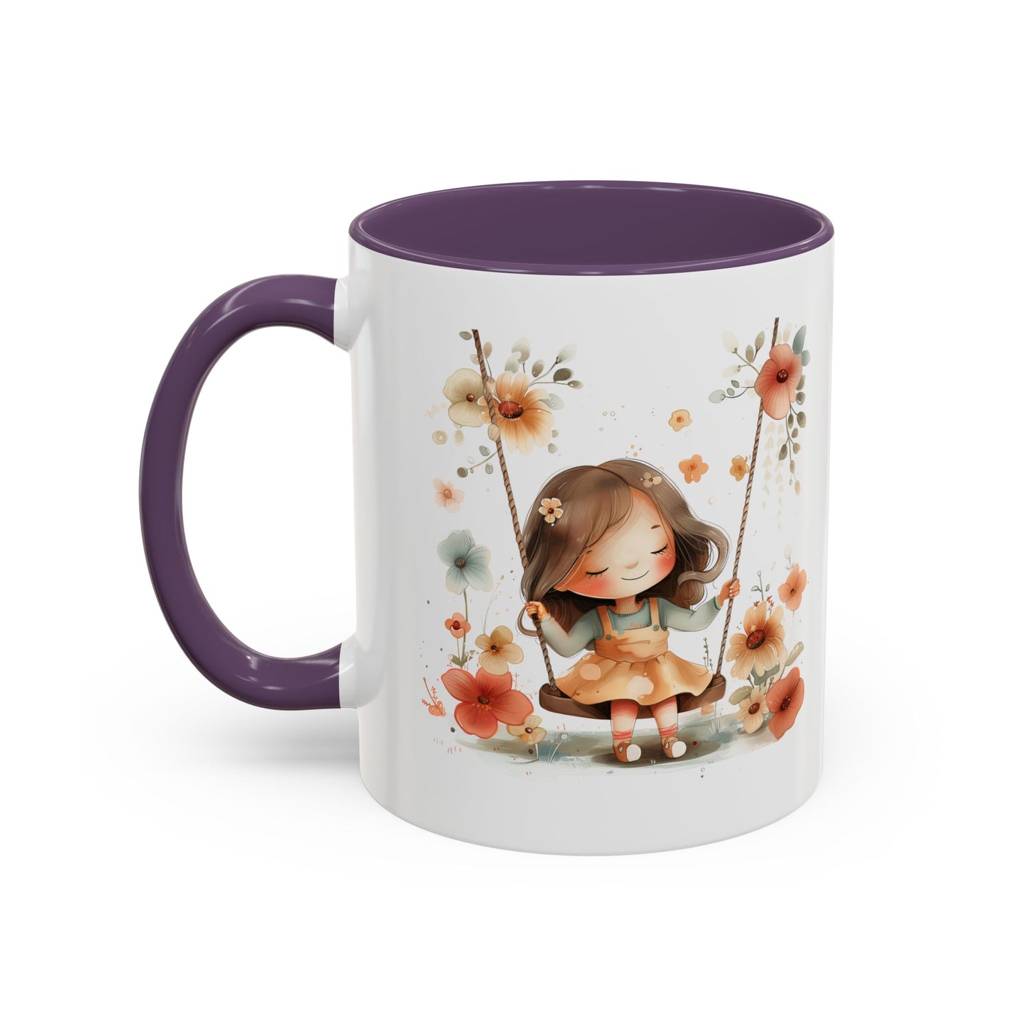 Floral Swing Coffee Mug - Whimsical Flower Design, Cute Gift for Tea Lovers, Boho Kitchen Decor, Birthday, Mother's Day