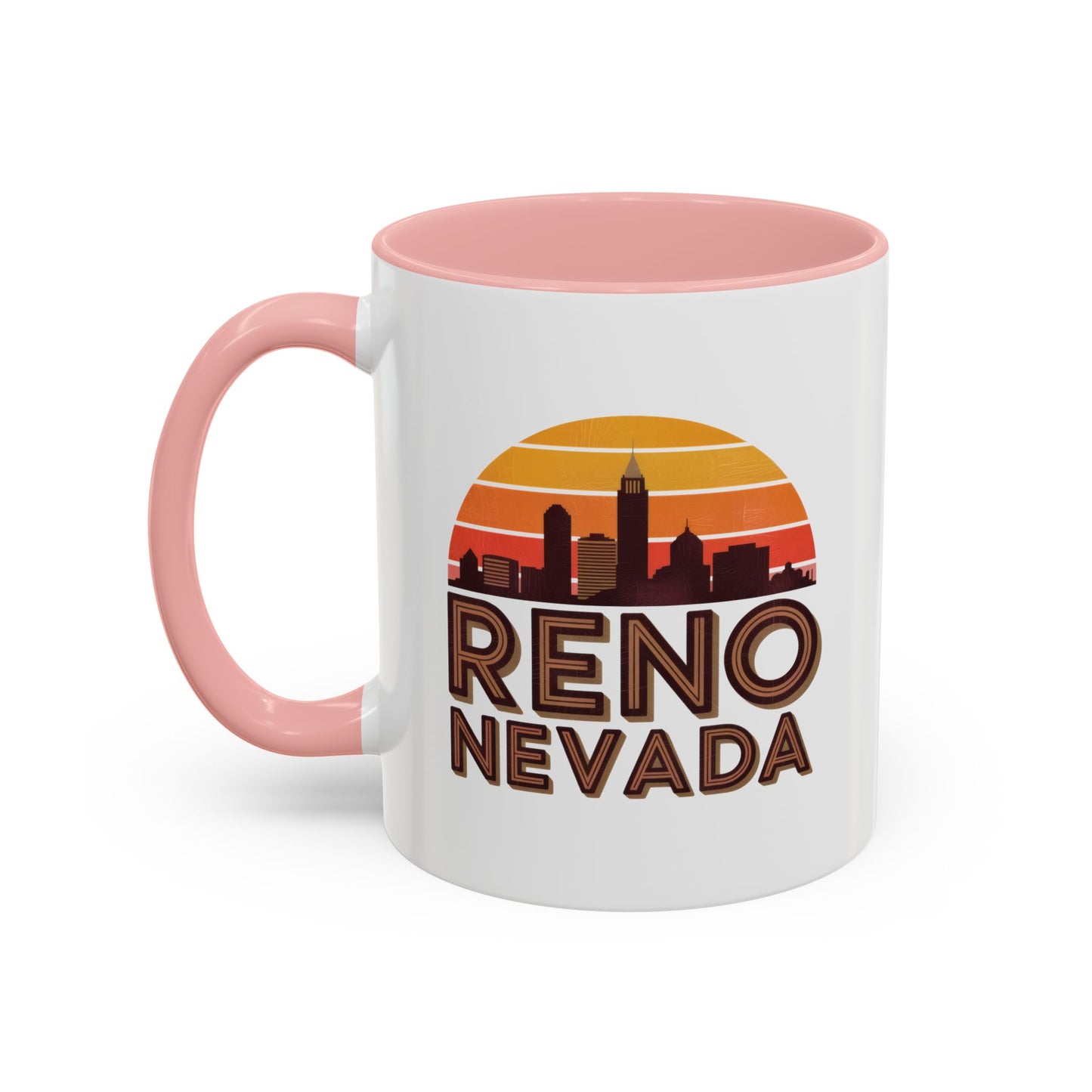 Reno Nevada Accent Coffee Mug | Retro Sunrise Design | Perfect Gift, Kitchen Decor, Souvenir, Coffee Lovers, Travel Mug