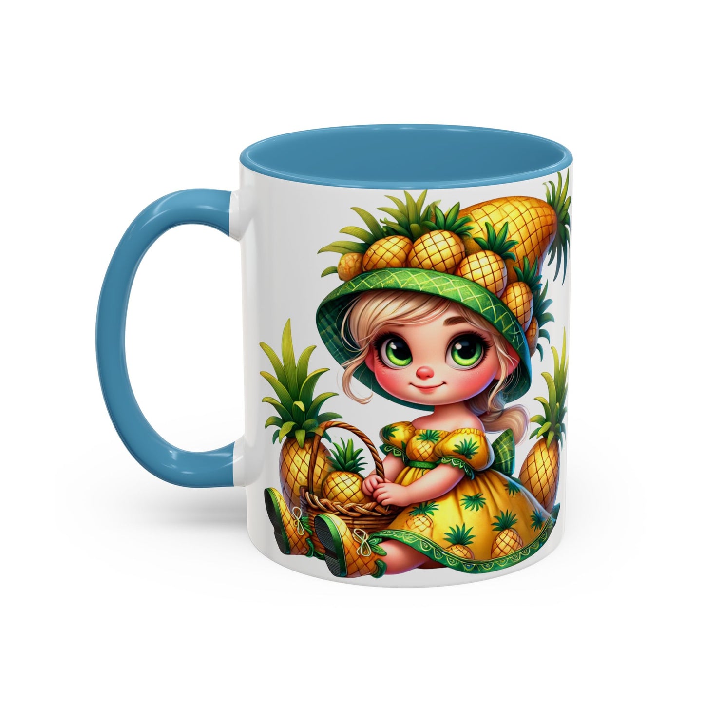 Pineapple Paradise Accent Coffee Mug - Cute Tropical Design, 11oz & 15oz