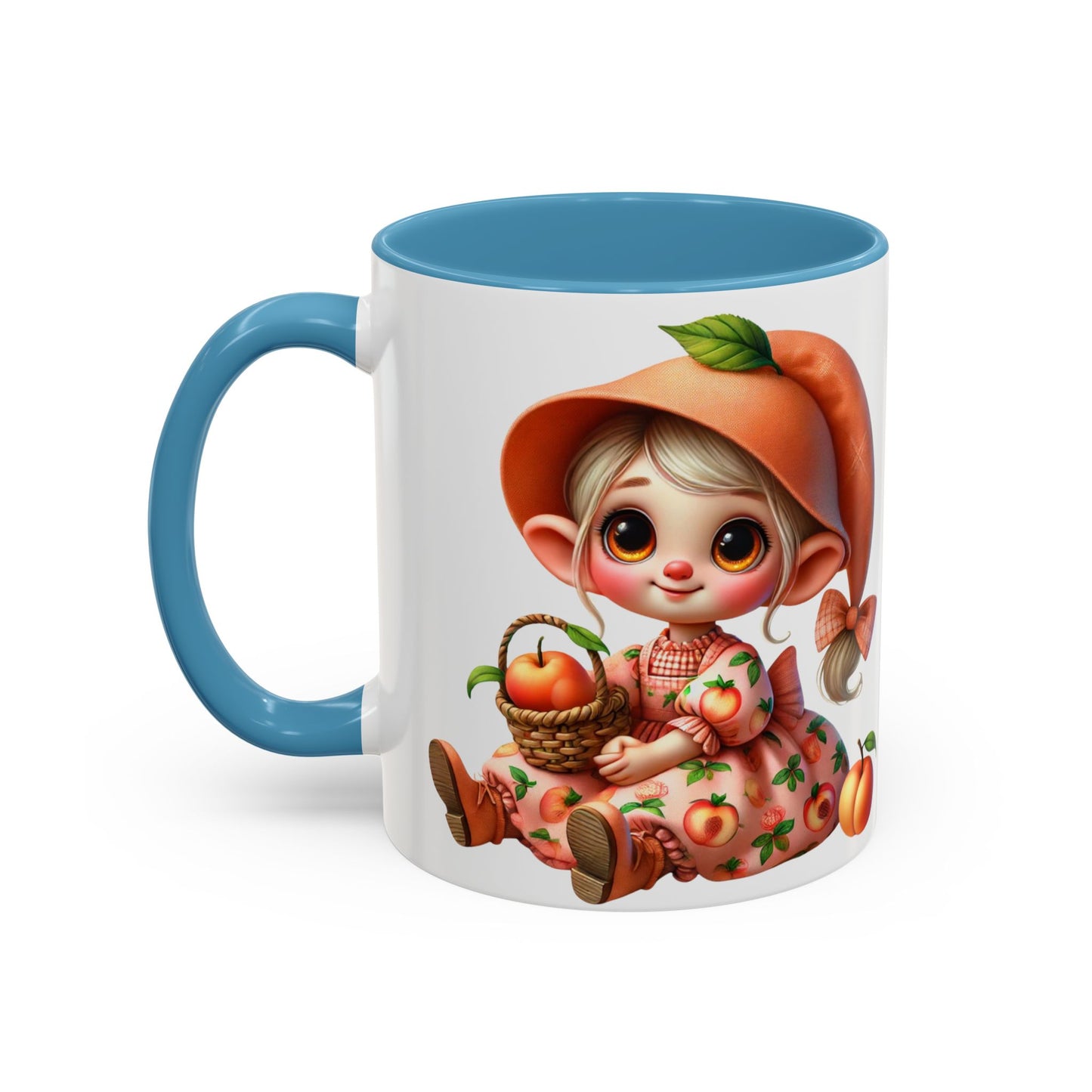 Cute Peach Character Accent Coffee Mug - 11 & 15oz