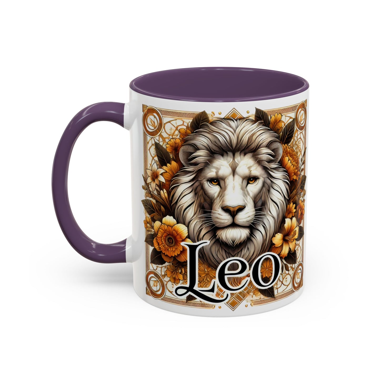 Leo Zodiac Accent Coffee Mug – Bold Floral Design for Astrology Lovers