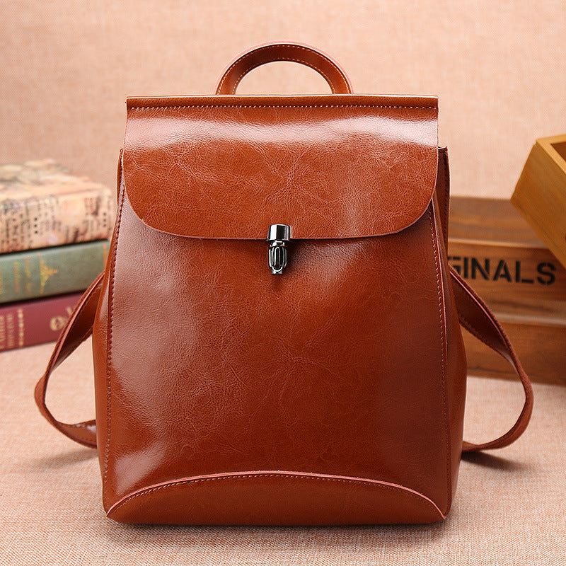 Vintage fashion leather large capacity travel backpack