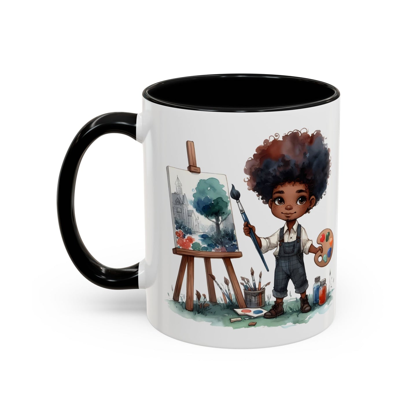 Creative Kid's Coffee Mug | Art Lover Gift | Black & White Accent Mug | Unique Art Design | Children's Art Decor | Fun Ceramic Cup