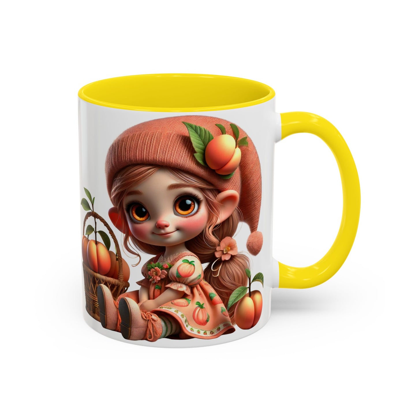 Cute Peach Character Accent Coffee Mug - Ideal for Cozy Mornings