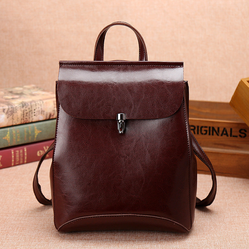Vintage fashion leather large capacity travel backpack