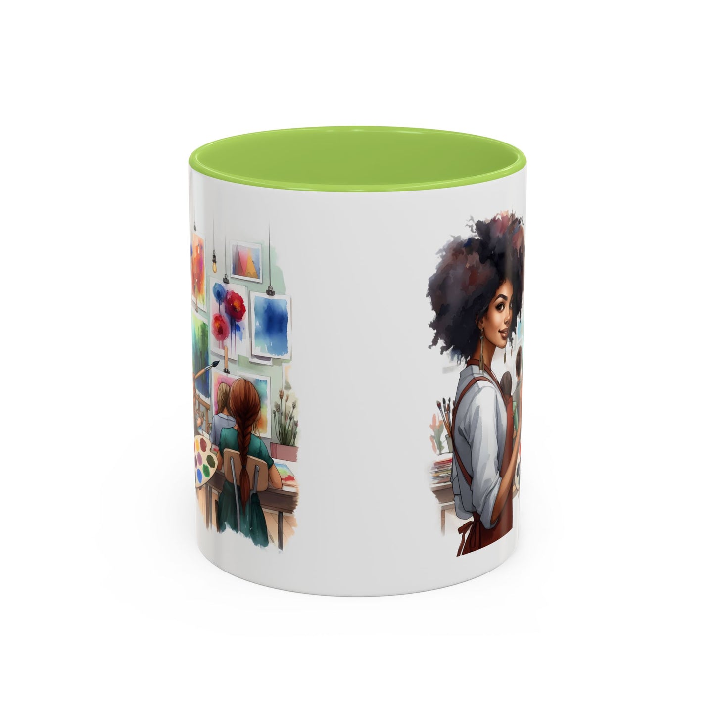 Artistic Creative Coffee Mug for Artists, Unique Mug Gift, Black Handle Ceramic Cup, Inspirational Art Lover Drinkware, Paint Palette Design