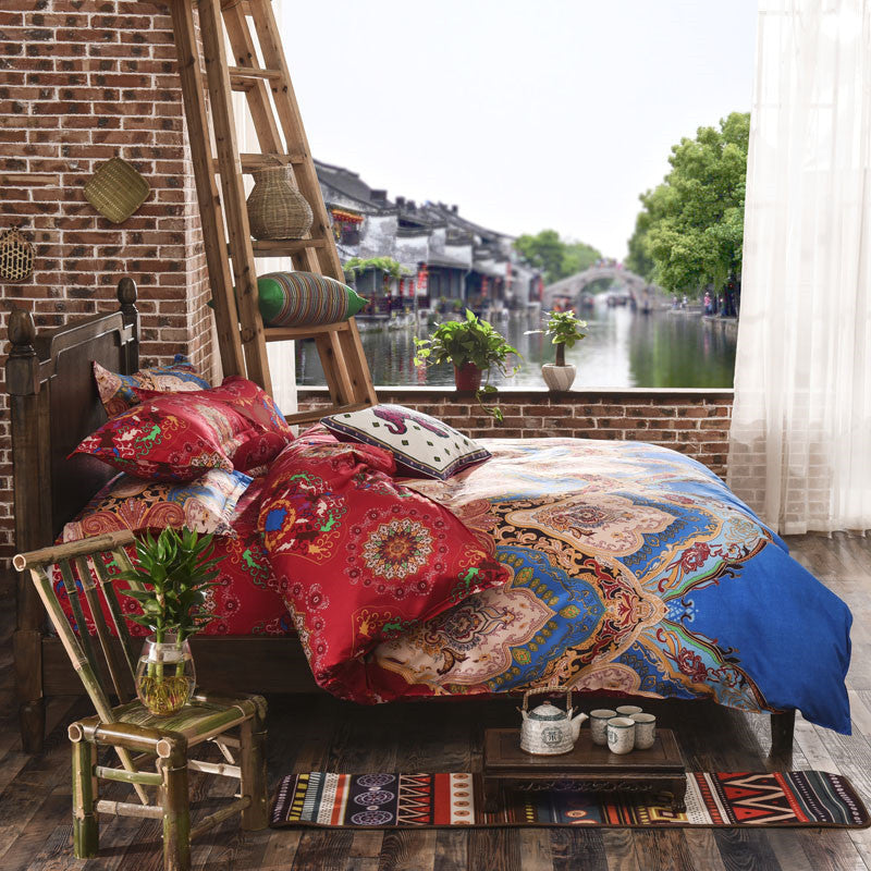 Printing Kit Imitation Cotton Ethnic Style, Bedding, Home Textiles, Three Quilt Covers